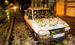 عکس / بارش شدید تگرگ در تهران به اندازه توپ پینگ پنگ 2015-03-31_034019